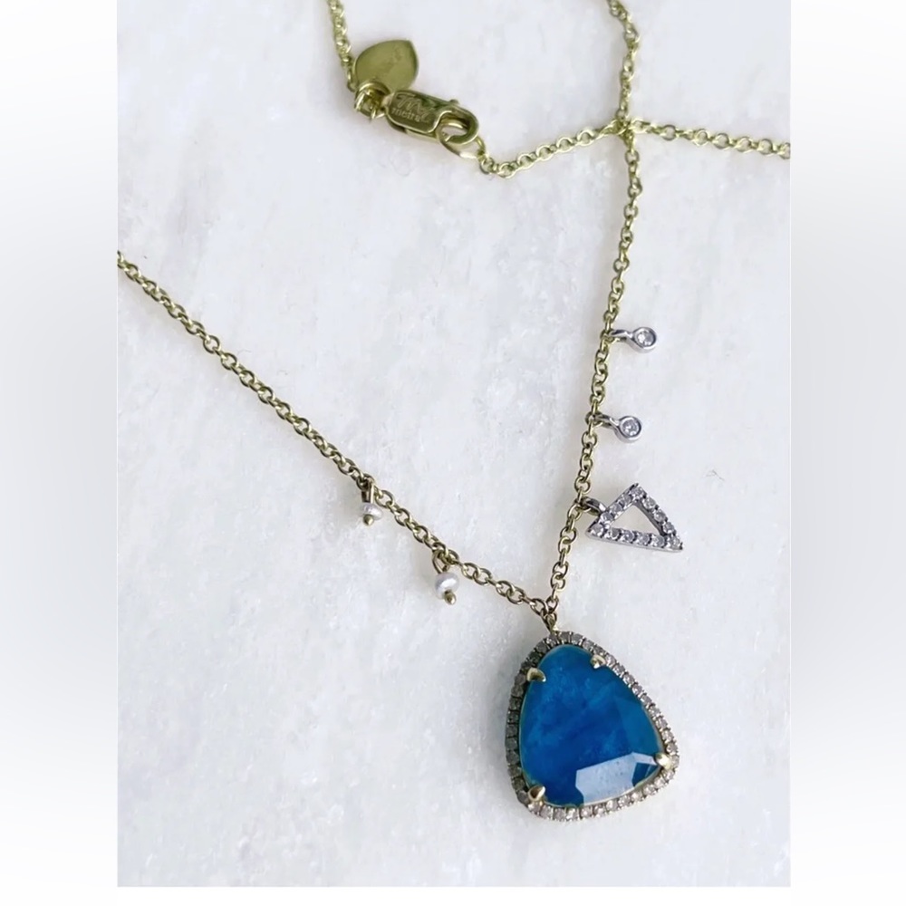 Miera T 14k gold & Diamonds apatite necklace rare